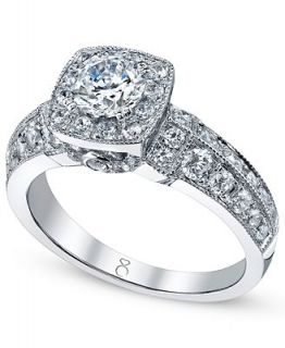 My Diamond Story Ring, 18k White Gold Certified Square 2 Row Diamond