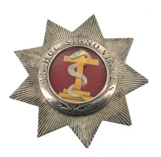 Antique Knights Templar Masonic Hoc Signo Vinces Badge Medallion Snake