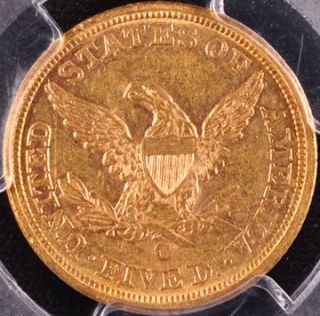 1855 C Liberty $5 PCGS AU 58