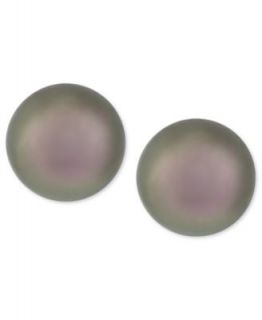 Kenneth Cole New York Earrings, Silver Tone Taupe Glass Pearl Stud