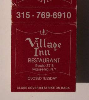 1980s Matchbook Village Inn Restaurant Cecot Massena NY