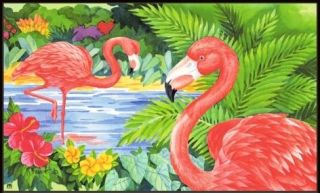 Tropical Beach Flamingo Bathing Indoor Outdoor Mat