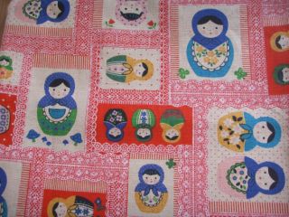 of Kawaii Japanese Cotton Matryoshka fabric Fabric   Pink Combo