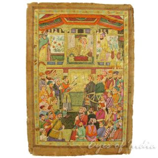 Miniature Painting of a Mughal Court Scene on Paper (Jaipur, India