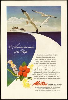 1945 Print Ad Matson Line Across The Blue Pacific WW2