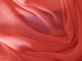 Coral Soft Touch Chiffon Sheer Fabric Material Q354 CRL