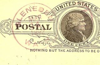 Washington State Postal History Lewis County 1892 Gleneden DPO5