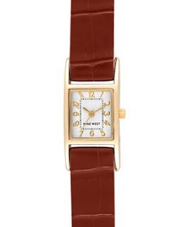 Nine West Watch, Womens Brown Leather Strap NW 1178SVBE