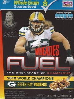 Wheaties Clay Matthews Green Bay Packers World Champion Cereal Box