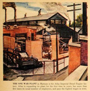 1942 Print Mattoon Illinois Atlas Imperial Diesel Engine World War II