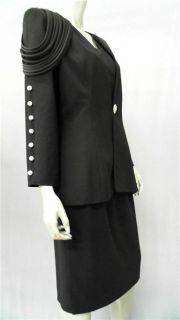 Karen Lawrence by Matthew Misses 12 3 PC Skirt Suit Black Blouse