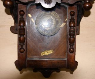 L163 Antique Adler Berlin Style German Wall Clock Ornate Walnut Case