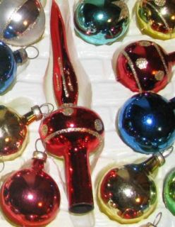 Kurt Adler Kringle Glass Tiny Christmas Tree Topper 20 Ball Ornaments