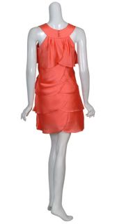 Max and Cleo BCBG Satin Coral Tiered Party Dress 4 New