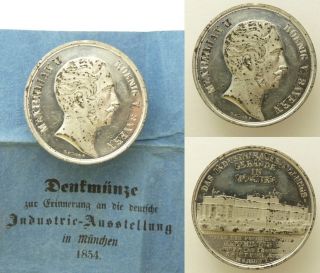 Medal Germany 1854 Munich Expo Maximilian II Koenig V Bayern w