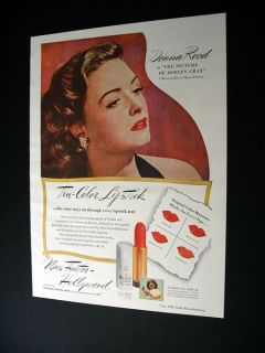 Max Factor Hollywood Lipstick Donna Reed 1945 Print Ad