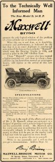 1907 Ad Model D Maxwell Briscoe Antique Car Pricing   ORIGINAL