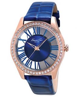 Kenneth Cole New York Watch, Womens Blue Croc Embossed Leather Strap