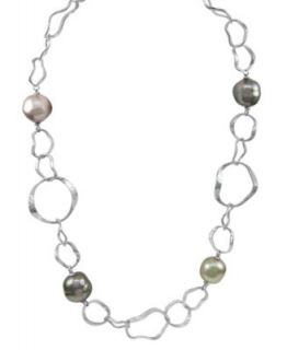 Majorica Pearl Necklace, Sterling Silver Organic Man Made Pearl Link