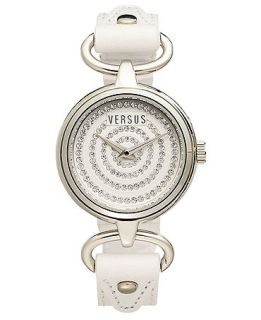Versus by Versace Watch, Womens V by V White Calfskin Leather Strap