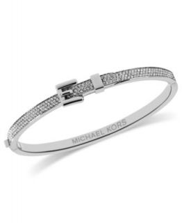 Michael Kors Bracelet, Silver Tone Glass Pave Buckle Bangle Bracelet