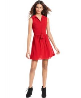 Kensie Go Red Dress, Short Sleeve High Neck Lace A Line   Womens