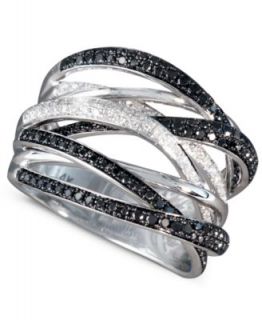 Caviar by Effy Collection 14k White Gold Ring, Black and White Diamond