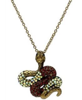 Vince Camuto Necklace, Gold Tone Glass Crystal Snake Necklace