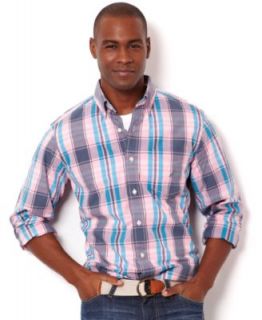 Nautica Shirt, Large Herringbone Multi Plaid Long Sleeve Shirt