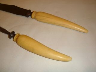 Antique Faux Ivory Knife and Sharpener Meat Carving Set 
