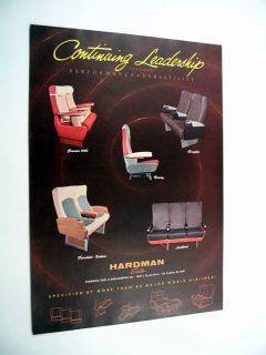 Hardman Airplane Aircraft Seats Seating 1957 Print Ad