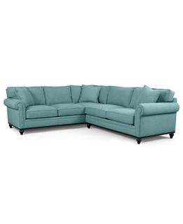 Martha Stewart Fabric Sectional Sofa, Club 3 Piece 138W x 100D x 31