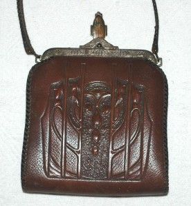 Meeker Antique Hand Tooled Leather Purse Early 1900s