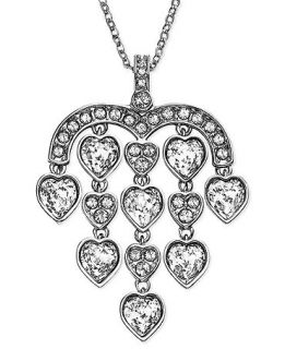 Swarovski Necklace, Rhodium Plated Crystal Sensible Heart Chandelier
