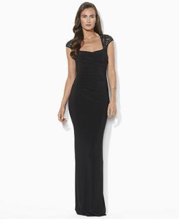 Lauren Ralph Lauren Petite Dress, Cap Sleeve Sequin Gown   Womens