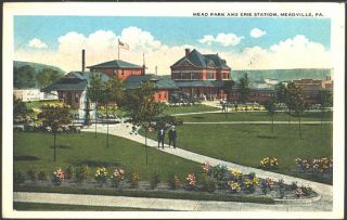 Meadville Pennsylvania 1917 Mead Park & Erie Railroad Depot Vintage