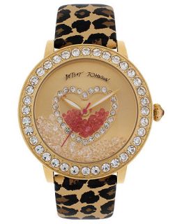 Betsey Johnson Watch, Womens Brown Leopard Printed Leather Strap 42mm