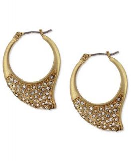 BCBGeneration Earrings, Gold Tone Pave Stone Shark Fin Hoop Earrings
