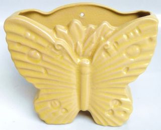McCoy Yellow Ceramic Butterfly Vase Wall Pocket Planter