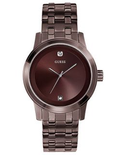GUESS Watch, Mens Diamond Accent Brown Ion Plated Stainless Steel