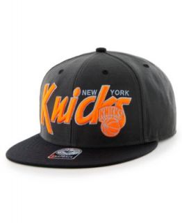 47 Brand NBA Hat, New York Knicks Retroscript Logo Flat Brim Snapback