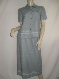 Norton McNaughton Petite Large PL Linen Shirt Skirt Set Spring Career