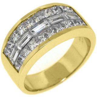 Mens 3 25 Carat Princess Baguette Cut Diamond Ring Wedding Band 18kt