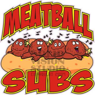 14 Meatball Sub Concession Trailer Menu Sign Decal