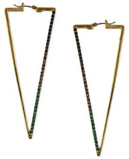 RACHEL Rachel Roy Earrings, Gold Tone Multicolor Glass Pave Triangle