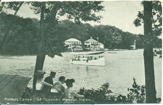 Massachusetts Mendon Nipmuc Canoe Club Houses View Water Boat 1910