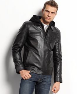 Guess Jacket, Hooded Leather Jacket