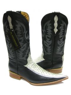 Mens Black Leather Boots Designer Western Fancy Cowboy Rodeo Exotic