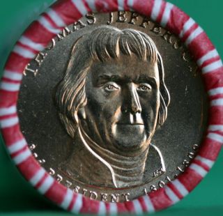 2007 D BU Thomas Jefferson Presidential Dollar 25 Coin Roll 3rd String
