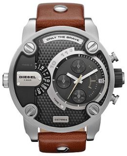 Diesel Watch, Mens Brown Leather Strap 51mm DZ7264   All Watches